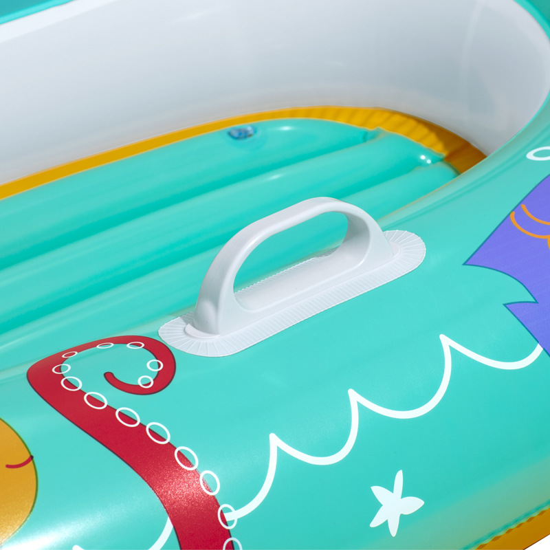 Inflatable cartoon children's kayak with armrest soft bottom water swimming ring seat type Children's boat 34009
