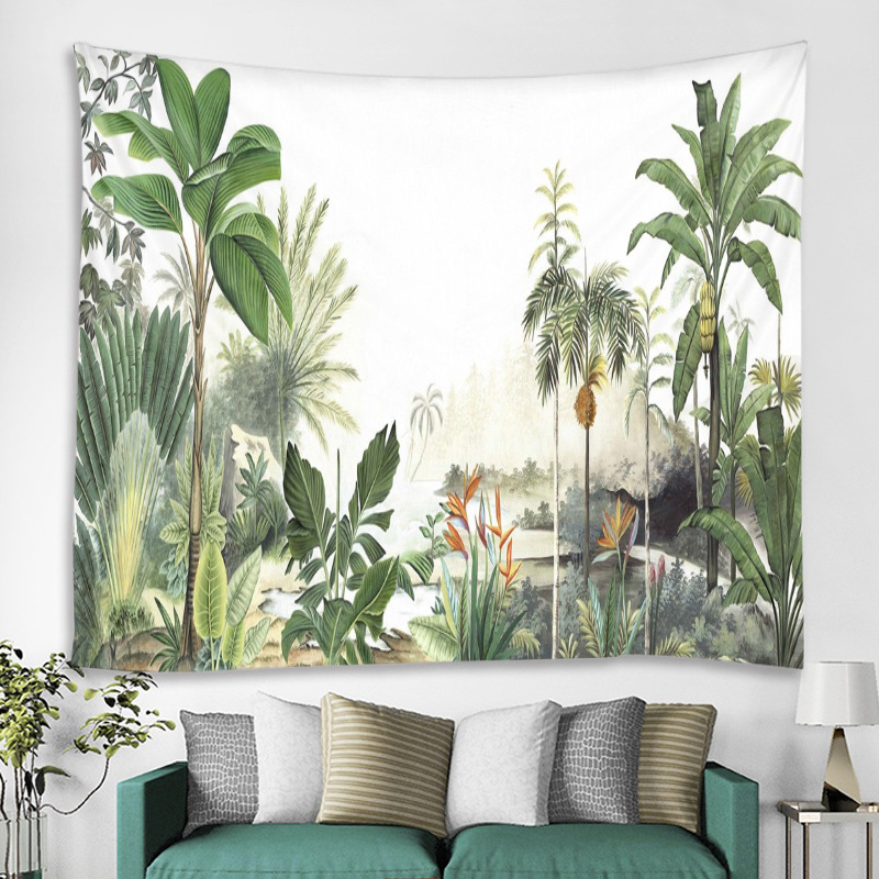 New Forest Tropical Plants Fresh Tapestry Home Wall Decoration Background Cloth Wall Hanging Cloth Hanging Painting