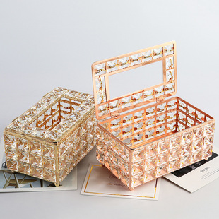 Internet Celebrity Explosions ins Style European Crystal Tissue Box Simple Living Room Coffee Table Desktop Storage Box Napkin Paper Box