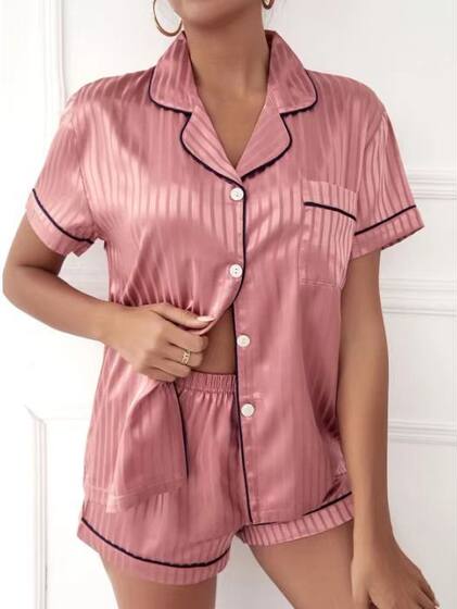 European and American Foreign trade new women's home wear short-sleeved artificial silk pajamas women's summer multi-color multi-style suit wholesale