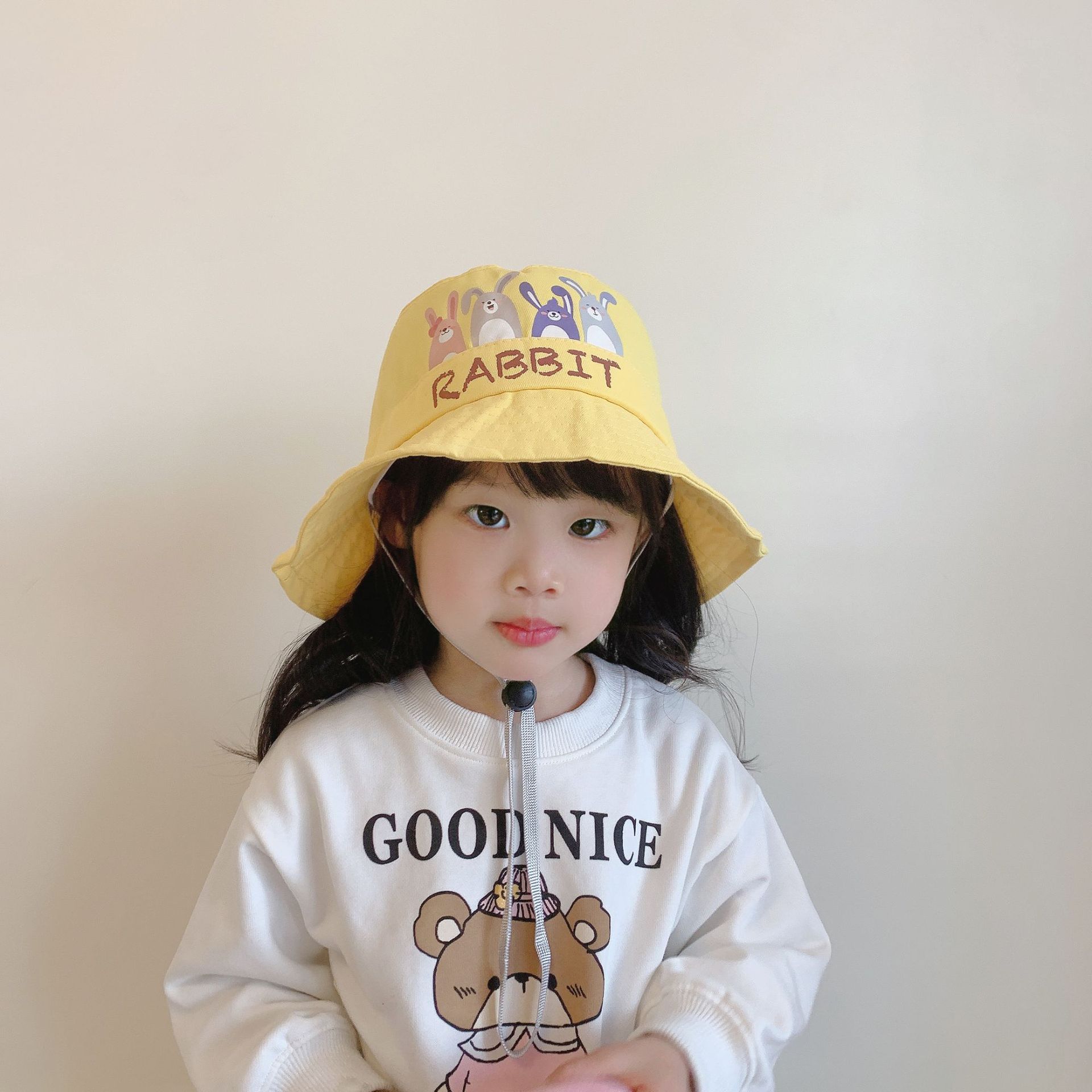 New Children's Hat Casual Fisherman Hat Outdoor Sunshade Cartoon Rabbit Cute Baby Hat Sun Hat for Boys and Girls