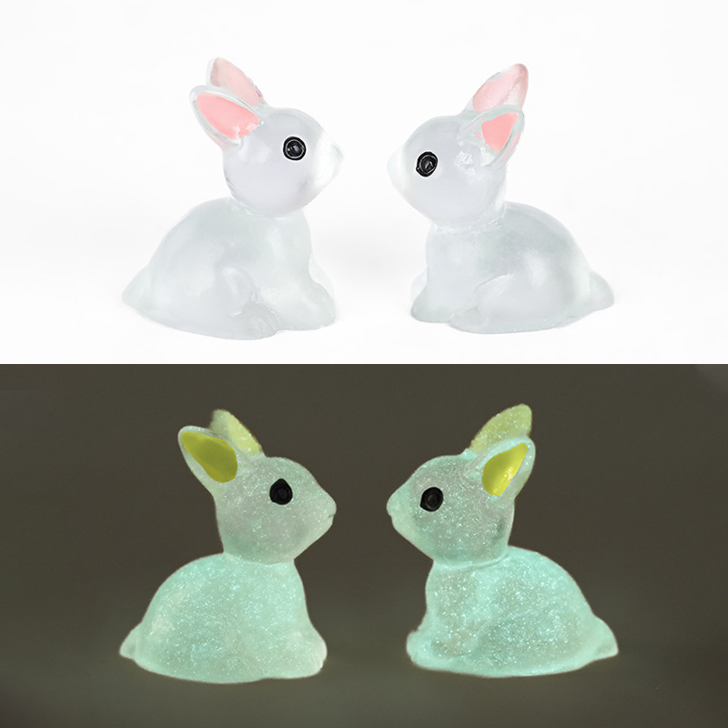 Luminous doll pendant-small ears rabbit Moss micro landscape ornaments creative ornaments jewelry resin technology