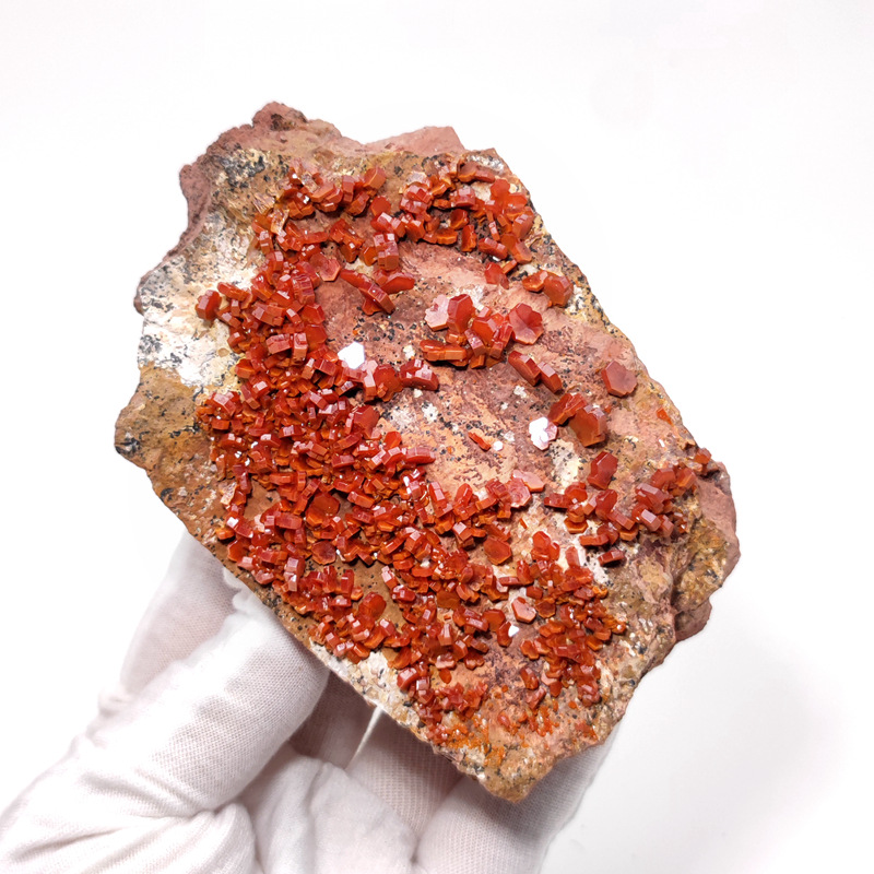 Morocco Imported Vanadium-Lead Ore Crystal Raw Stone Ore Standard Cat Ore Geology Science Teaching Specimen Ornaments Collection