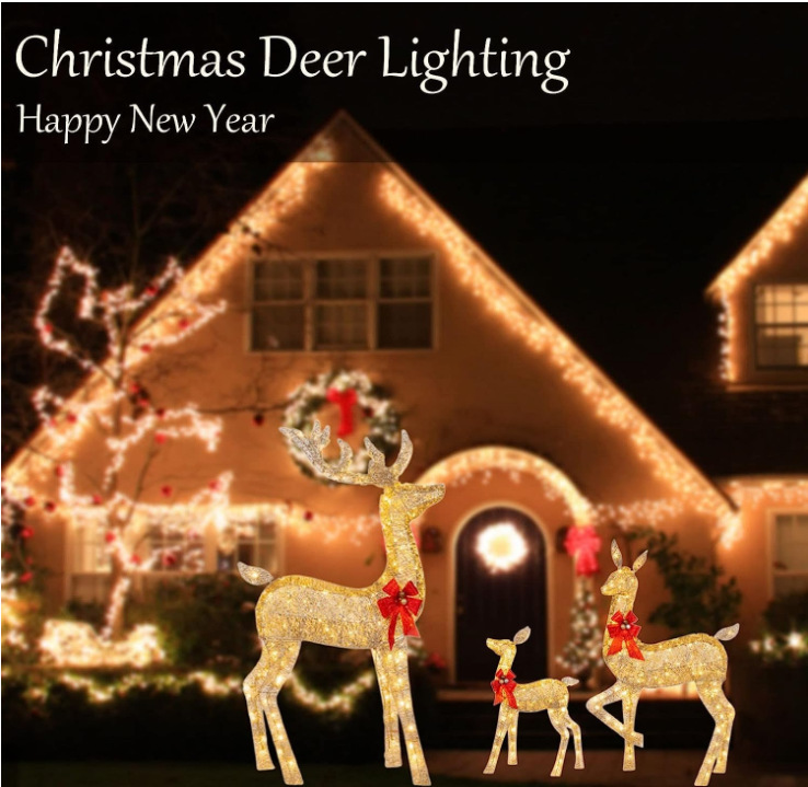 Christmas Deer Outdoor Decoration Christmas Reindeer Led Light Decoration Front Yard Garden Lawn Courtyard Christmas Decoration Hair