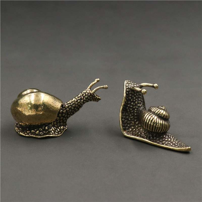 Pure Copper Solid Snail Small Ornaments Tea Ceremony Tea Pet Creative Snail Pen Holder Crafts Antique Handle Wholesale