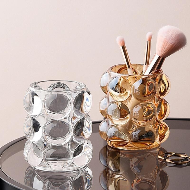 Creative Pen Holder Crystal makeup brush bucket decorative transparent glass Nordic ins style storage book desktop simple ornaments