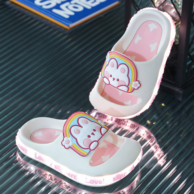 Children's Slippers Summer Girls Boys' Luminous Shoes Cute Indoor Soft Bottom Anti-Slip Sandals for Kids and Babies