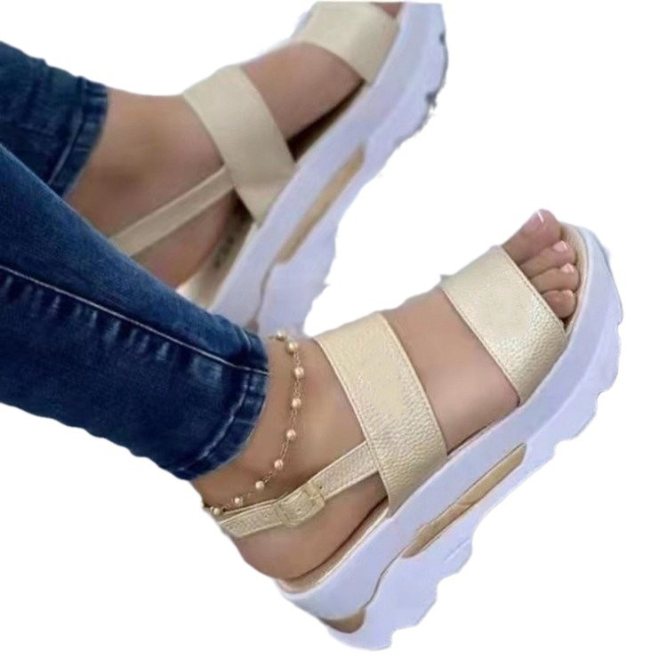 Cross-border 2023 new summer foreign trade plus size with sweet wind wedge sandals female manufacturers wholesale