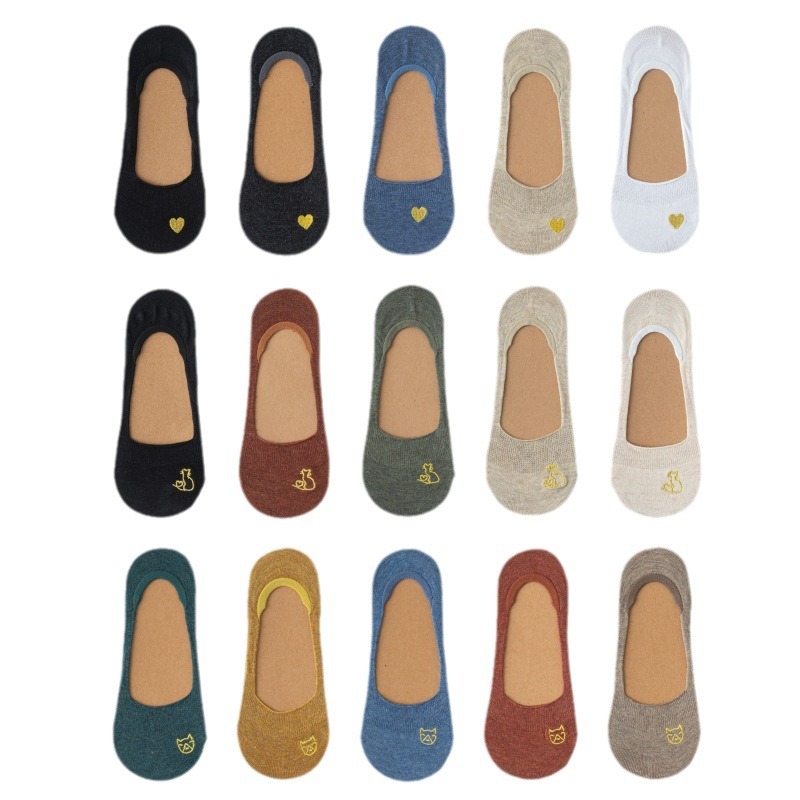 Women's Invisible Cotton Socks with Non-Slip Feature_voghion.com