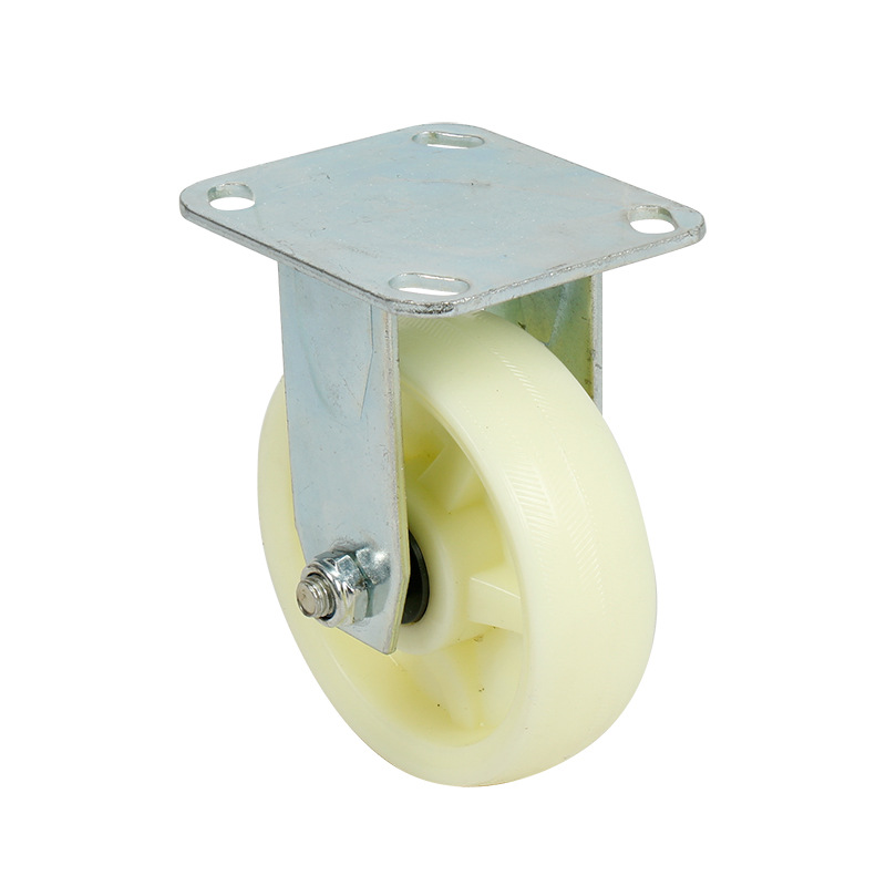 Nylon universal wheel with brake industrial heavy caster storage handling pull cart wheel 456 inch White Ni wheel