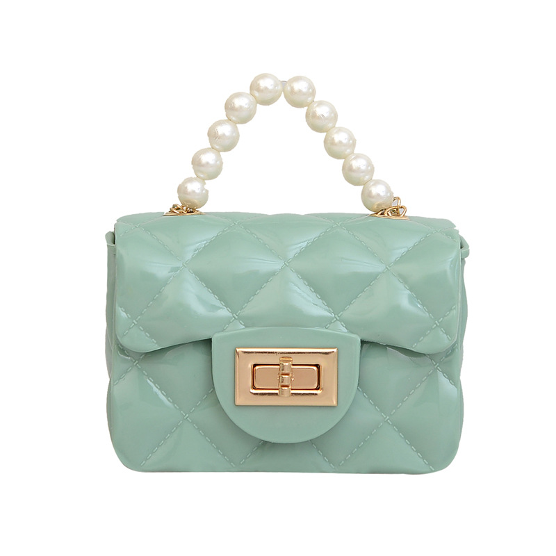 Women's Bag Children's New Mini Jelly Bag Rhombic Trendy Sachet Bag Fragrant Pearl Hand Shoulder Crossbody Chain Bag
