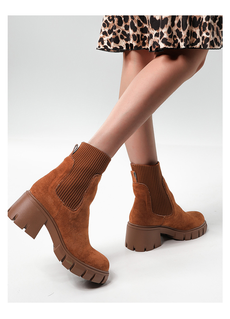 Jesenski in zimski novi nogavični škornji, tujetrni škornji, ženski škornji iz leta 2024 z debelo peto in debelim dnom, ženski gležnjarji velike velikosti za ženske_voghion.com