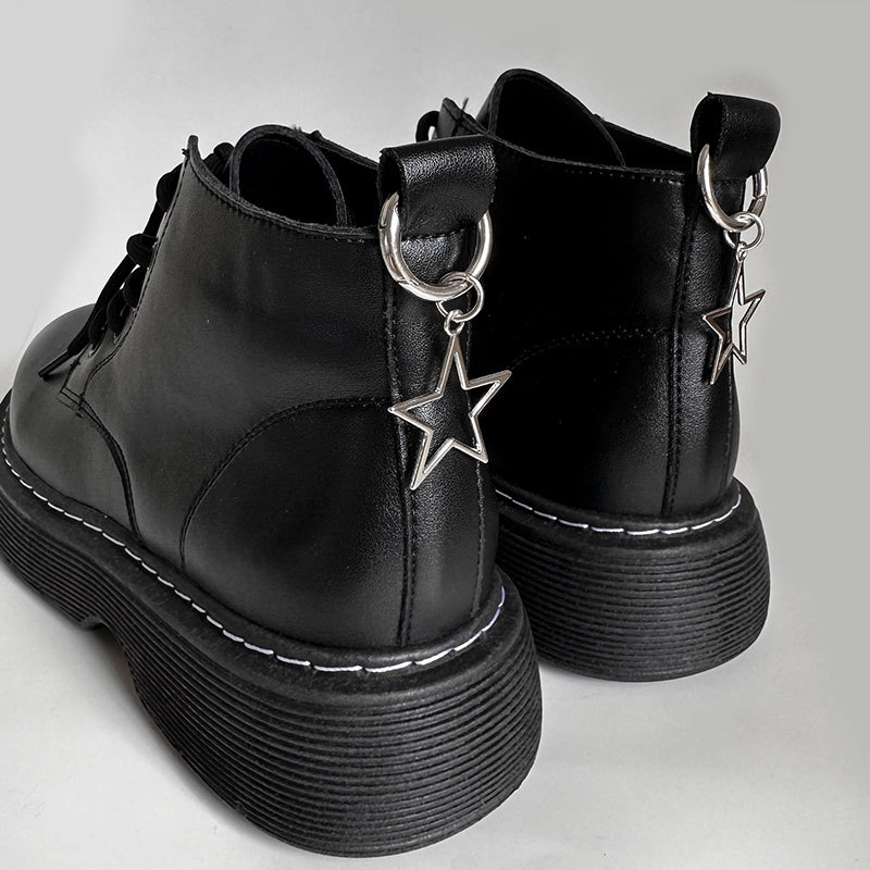 Metal hollow five-pointed star Martin boots shoe buckle sweet cool star cross love pendant shoes accessories ornaments