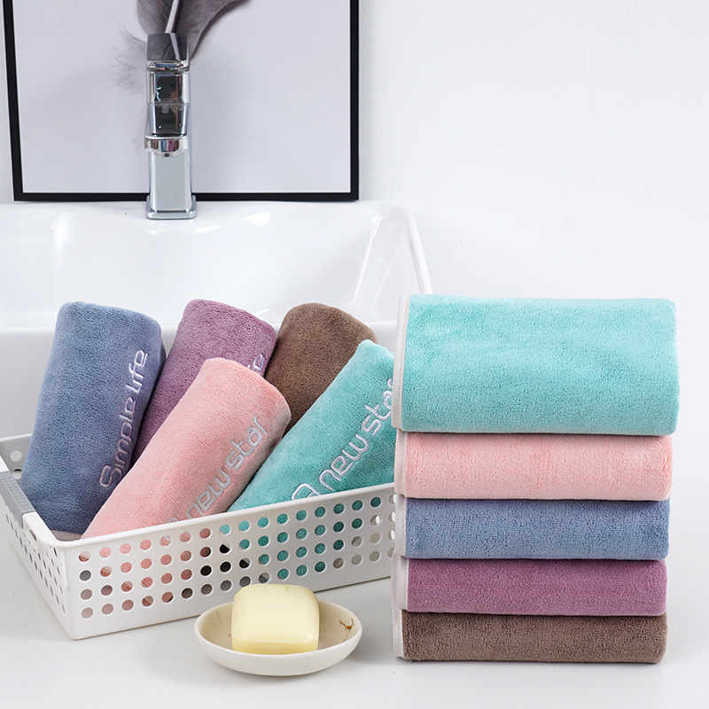 Youth Style Towel Bath Towel Not Easy to Fade Thickened Absorbent Soft Thickened Adult Bath Towel Face Towel Embroidered LOGO