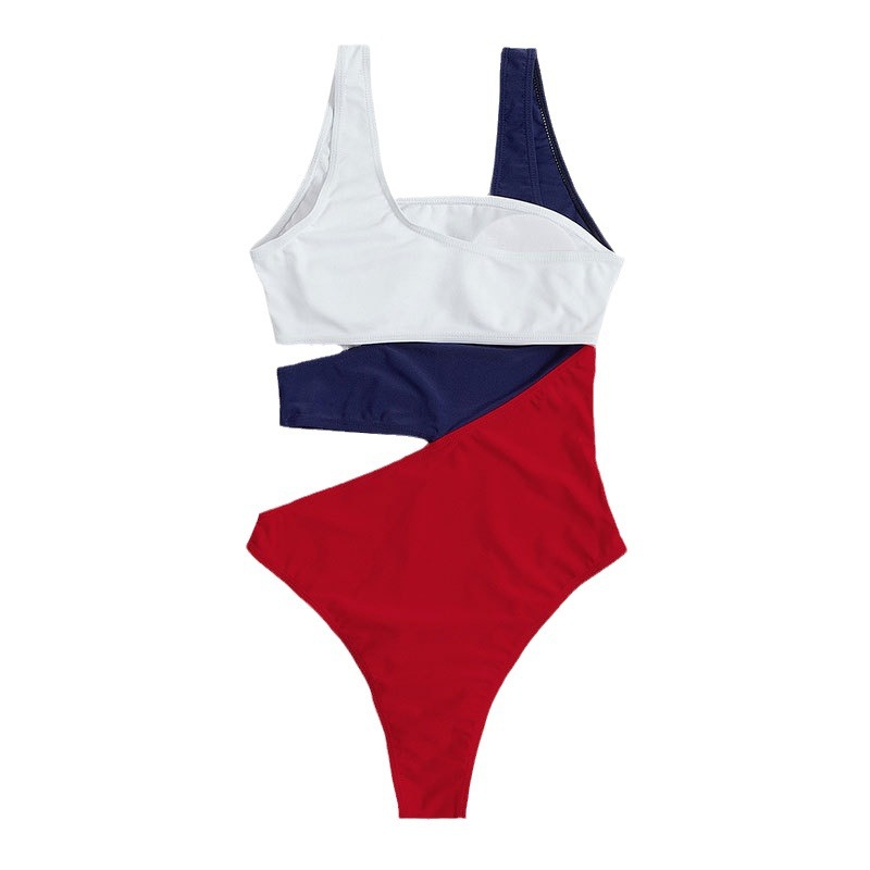 2024 new foreign trade color matching Conservative bikini swimming suit European and American cross-border Amazon one-piece swimsuit bikini