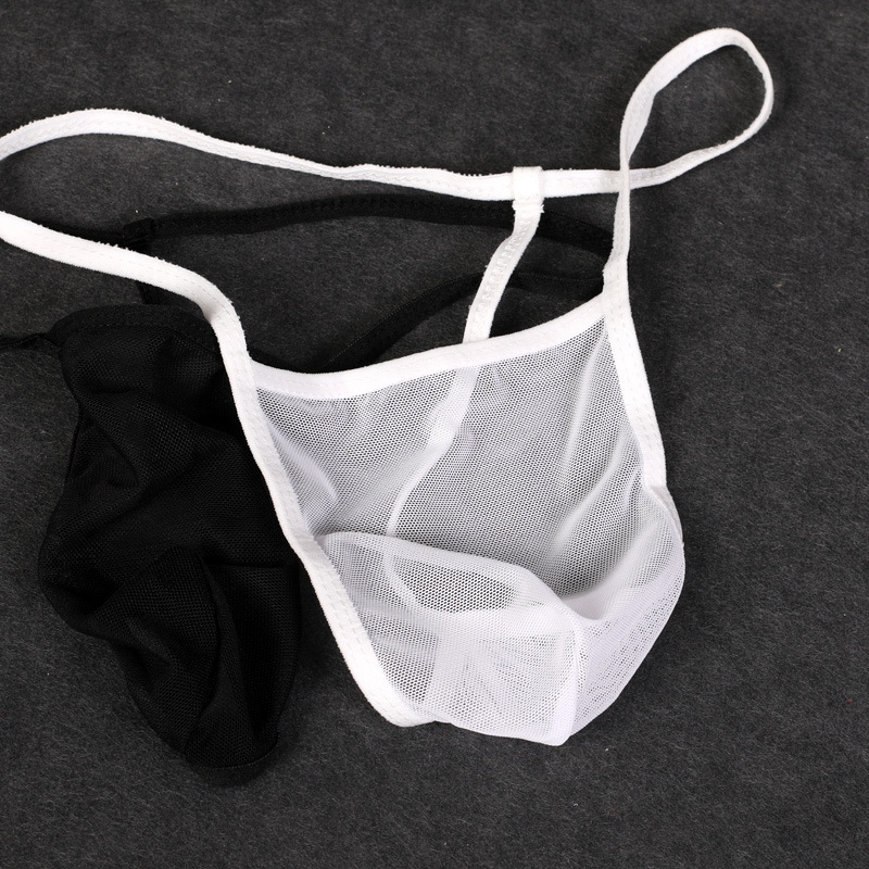 Men's sexy stockings underwear thong ultra-thin transparent breathable sexy seamless briefs T library transparent