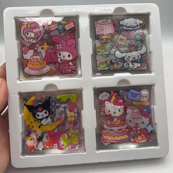 SANLIO Stickers 100 Non-Repetitive Kulomi Yugui Dog Hand Account Stickers Gift Box Waterproof PET Hand Account Toy