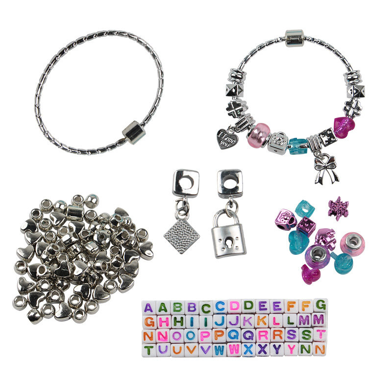 Cross Border Girl Toy Beaded Pandora Jewelry Woven Hand Rope Children DIY Homemade Alphabet Bracelet Strap