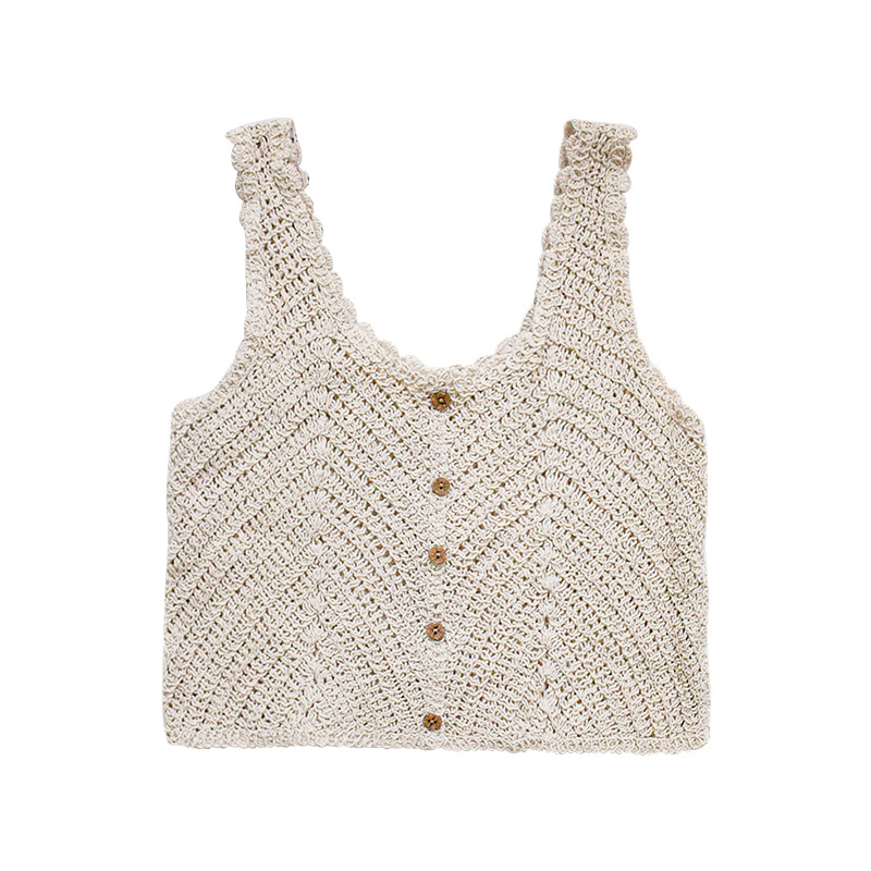 Solid Color Round Neck Sleeveless Knitted Short Horse Clip Sling Women's Korean Style Inner Wearing Outer Wearing Knitted Sweater Vest for Women