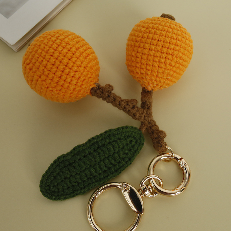 Creative Handmade Crocheted Loquat Fruit Pendant Baoma Wool Woven Fruit Pendant Cute Bag Pendant