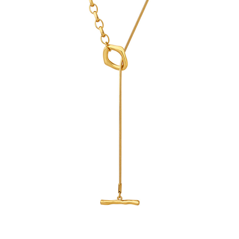 European and American hot sale otbuckle adjustable length Chain sweater chain titanium steel plated 18K gold personalized trendy jewelry M005