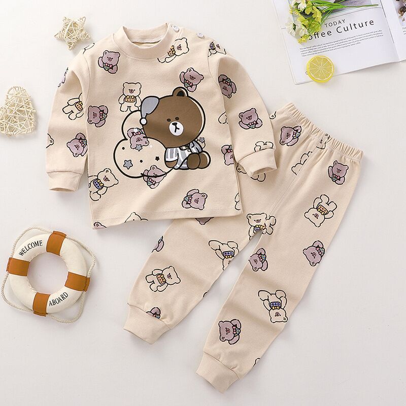 40 Yarn Autumn New Children's Underwear Set Cotton Autumn Clothes Autumn Trousers Boy's Home Clothes Baby Cotton Wool Home Clothes