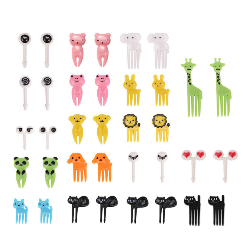 Household Cartoon Fruit Fork Creative Children's Animal Cute Plastic Fruit Fork Set Lunch Sign