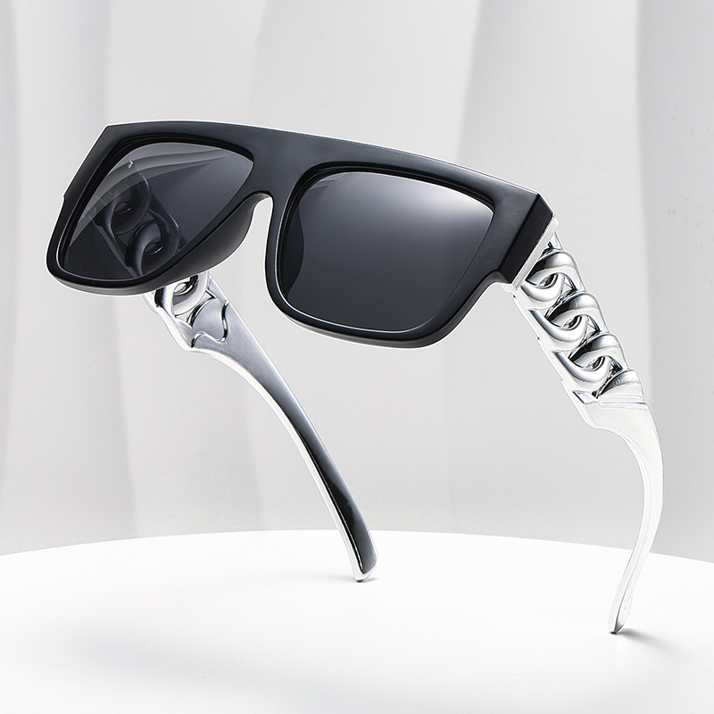 Fashion Sunglasses Big Gold Chain Gold Plated Twist Legs Punk Glasses Local Hero Street Showcase Sunglasses Foreign Trade Cross-Border