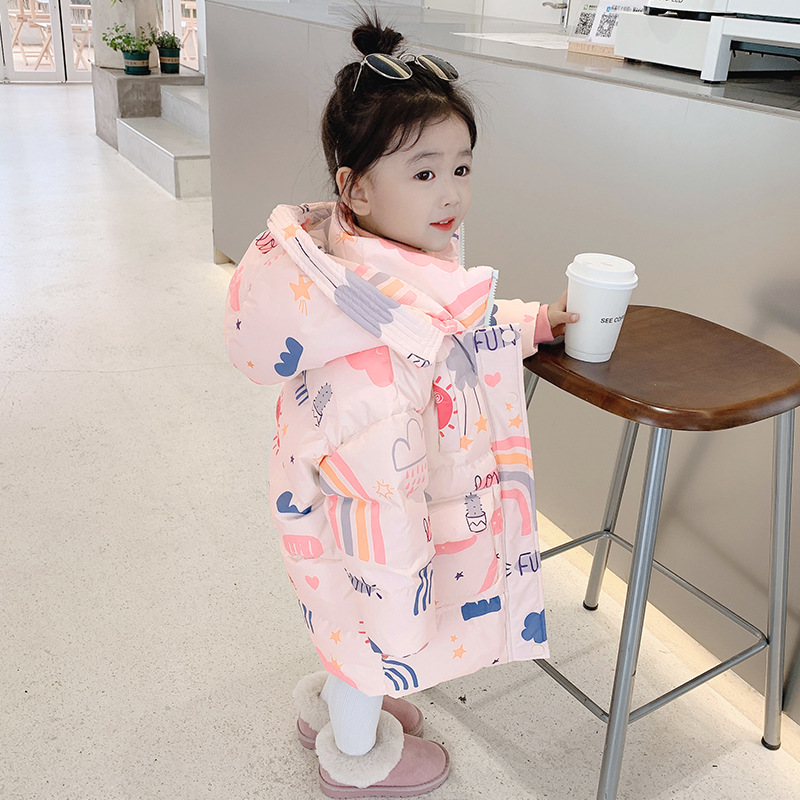 女童棉衣秋冬裝新款寶寶洋氣時髦兒童麵包服中長款棉襖棉服外套潮