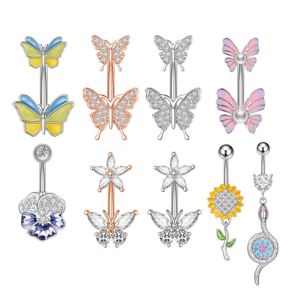 Cross-border e-commerce new zircon navel nail dripping oil navel ring piercing jewelry online wholesale
