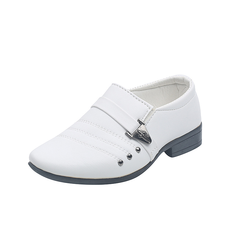 Boys Black Leather Shoes British Style Boys White Children's Shoes 2023 Children's Dress Fashion Show Shoes Leather Shoes