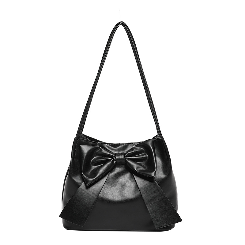 New Fashion Japanese Style Beautiful Fashionable Western Style Simple Portable Underarm Bag Large Capacity Bow Tote Bag for Women