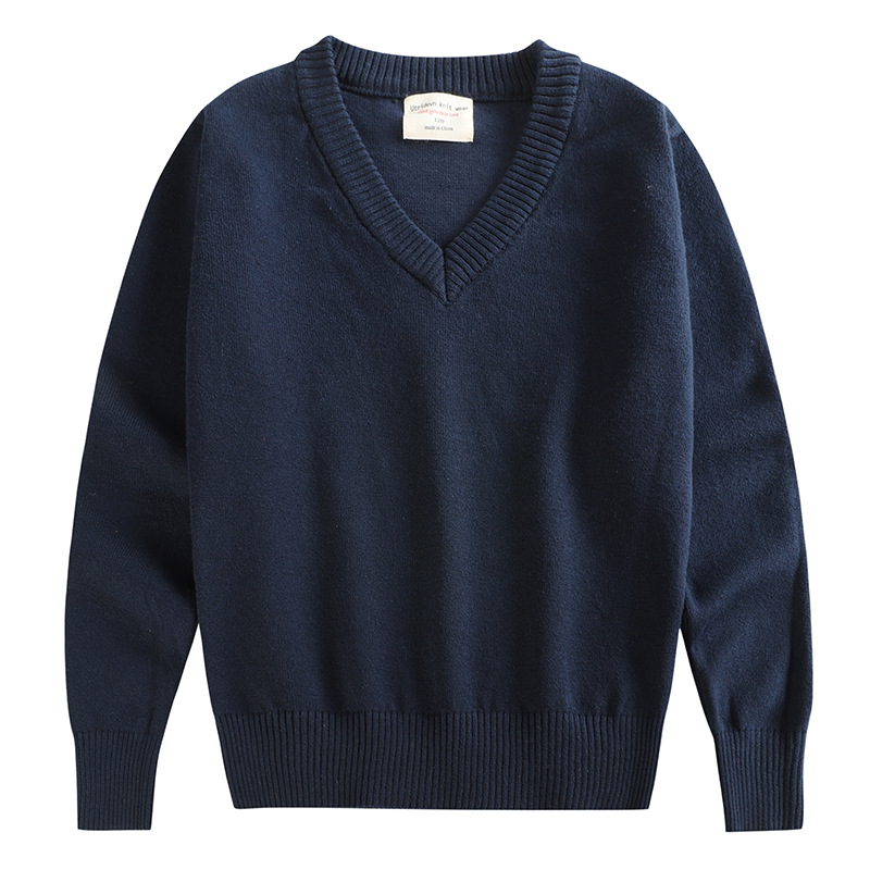 Korean version of solid color girls pullover long sleeve children's sweater parent children's knitted bottoming shirt boys wholesale