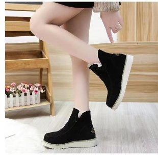 Short boots Casual women's boots Autumn and winter thick snow boots thick wool shoes 40-43 large size_voghion.com