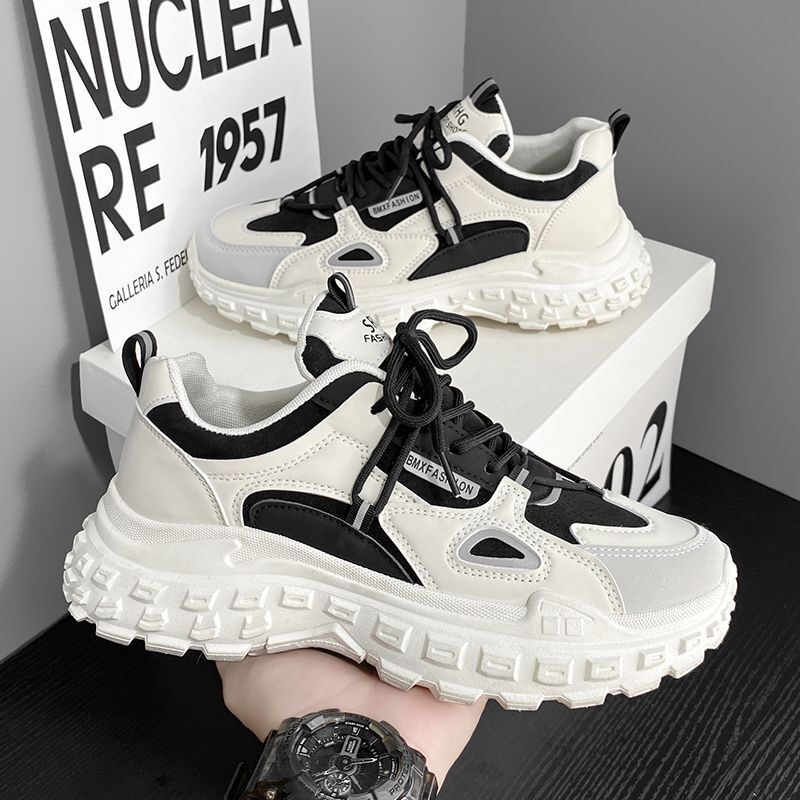 Autumn men's shoes new breathable shoes men's fashionable all-match white shoes thick bottom non-slip sports casual daddy shoes men