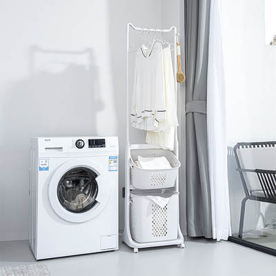 Bathroom hanger laundry basket floor simple mobile vertical storage coat rack clothes hanging bag storage rack