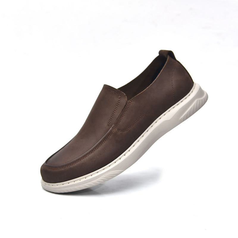 Men's Shoes Spring and Autumn New Single Layer Genuine Leather Business Casual Shoes Top Layer Cowhide Foot Flat Breathable Comfortable Working Leather Shoes