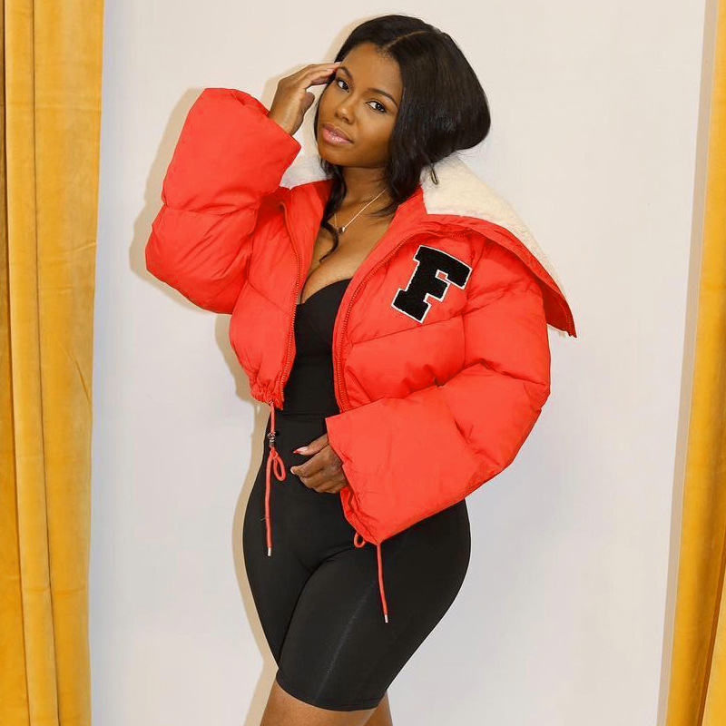 Q22TP392 European and American women's clothing 2022 autumn and winter New Fashion solid color embroidery North American small stand collar casual cot_voghion.com