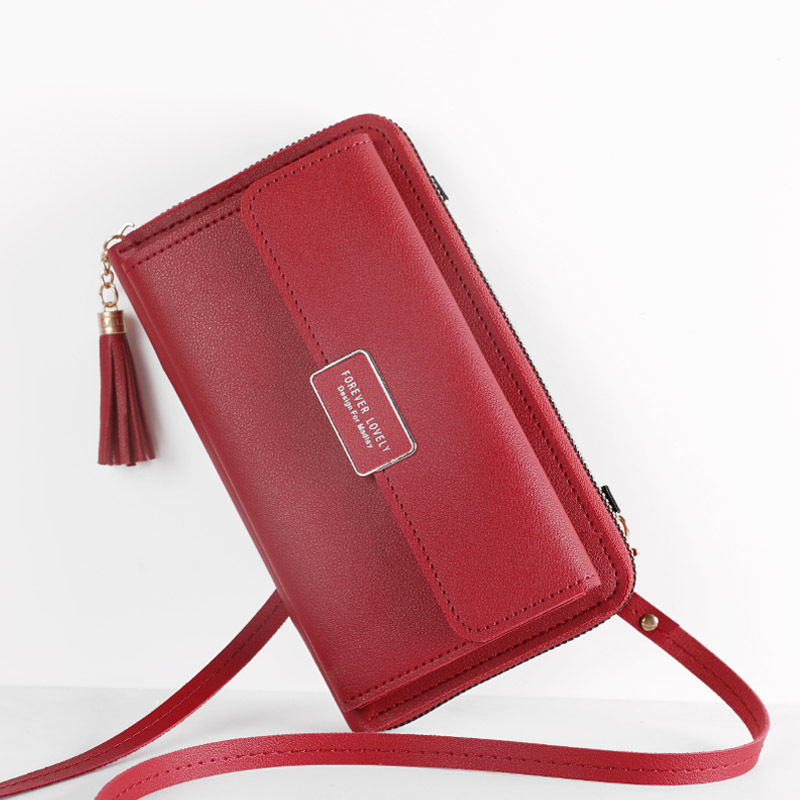Factory direct new large-capacity multi-functional solid color shoulder bag fashion simple slung mobile phone bag ladies