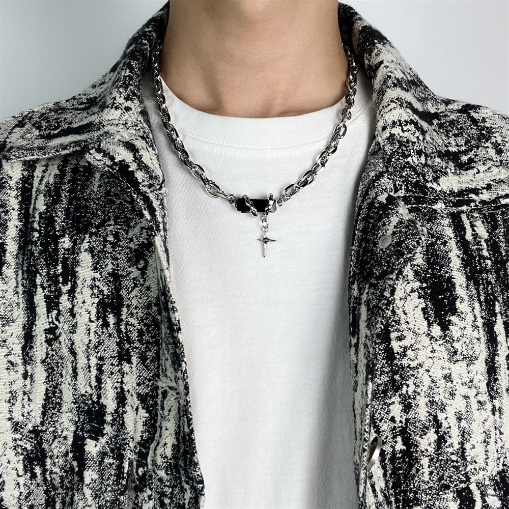 Star Necklace Men's Design Sense Niche Trendy Brand Clavicle Chain Women's ins Hip-Hop Accessories Men's