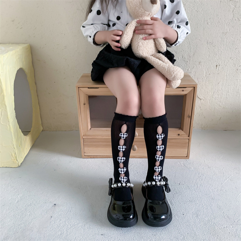 Girls socks Korean Lolita children's calf socks 2223 summer new mesh breathable lace JK socks