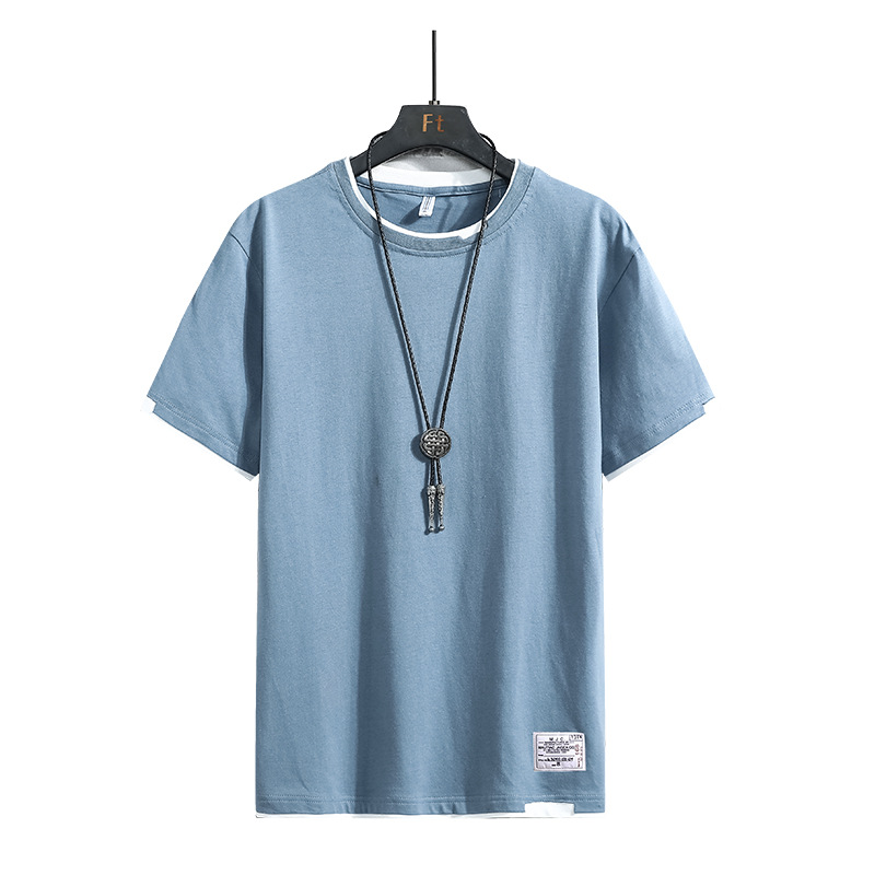 Short sleeve men's cotton T-shirt summer men's round neck half sleeve T-shirt solid color men's loose fashion brand clothes bottoming shirt T