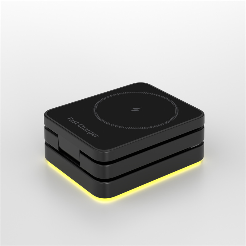 Three-in-one magnetic suction wireless charger mobile phone bracket folding wireless fast charging for Apple mobile phone watch headset