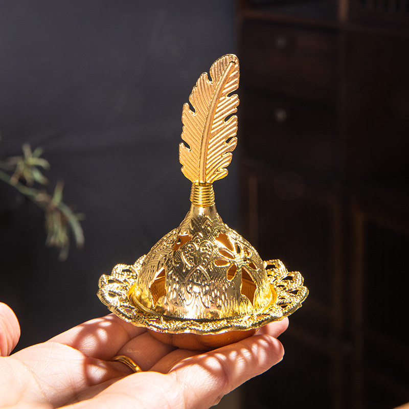 Cross-border Arabic Incense Burner Middle East Style Mini Portable Golden Tower Incense Burner Incense Tool Small Metal Incense Burner