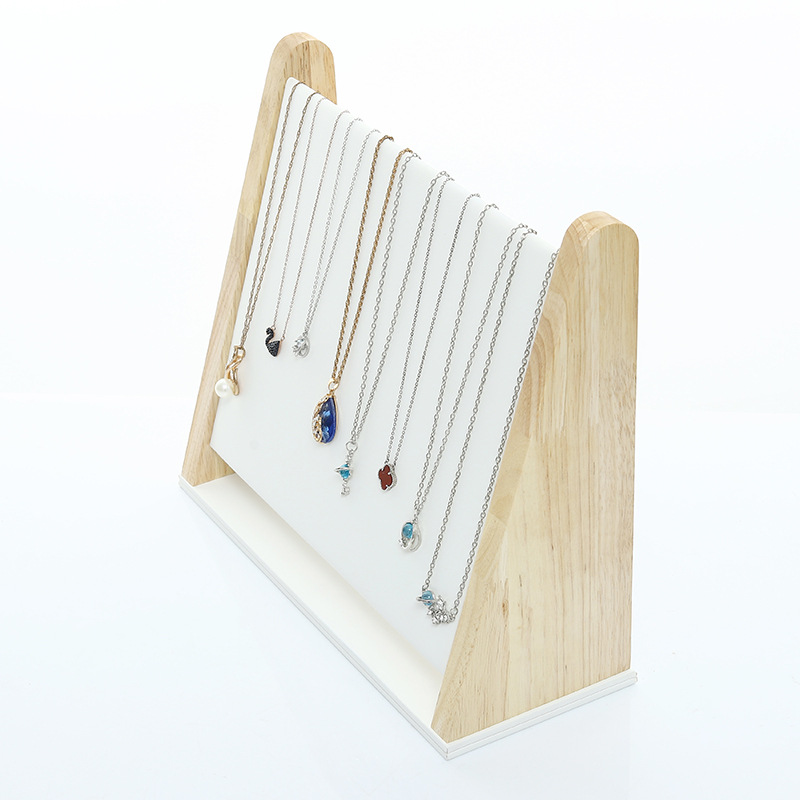Bamboo Wooden Flannel Necklace Rack Jewelry Rack Storage Holder Household Hanging Rack Stall Display Props Jewelry Display Rack