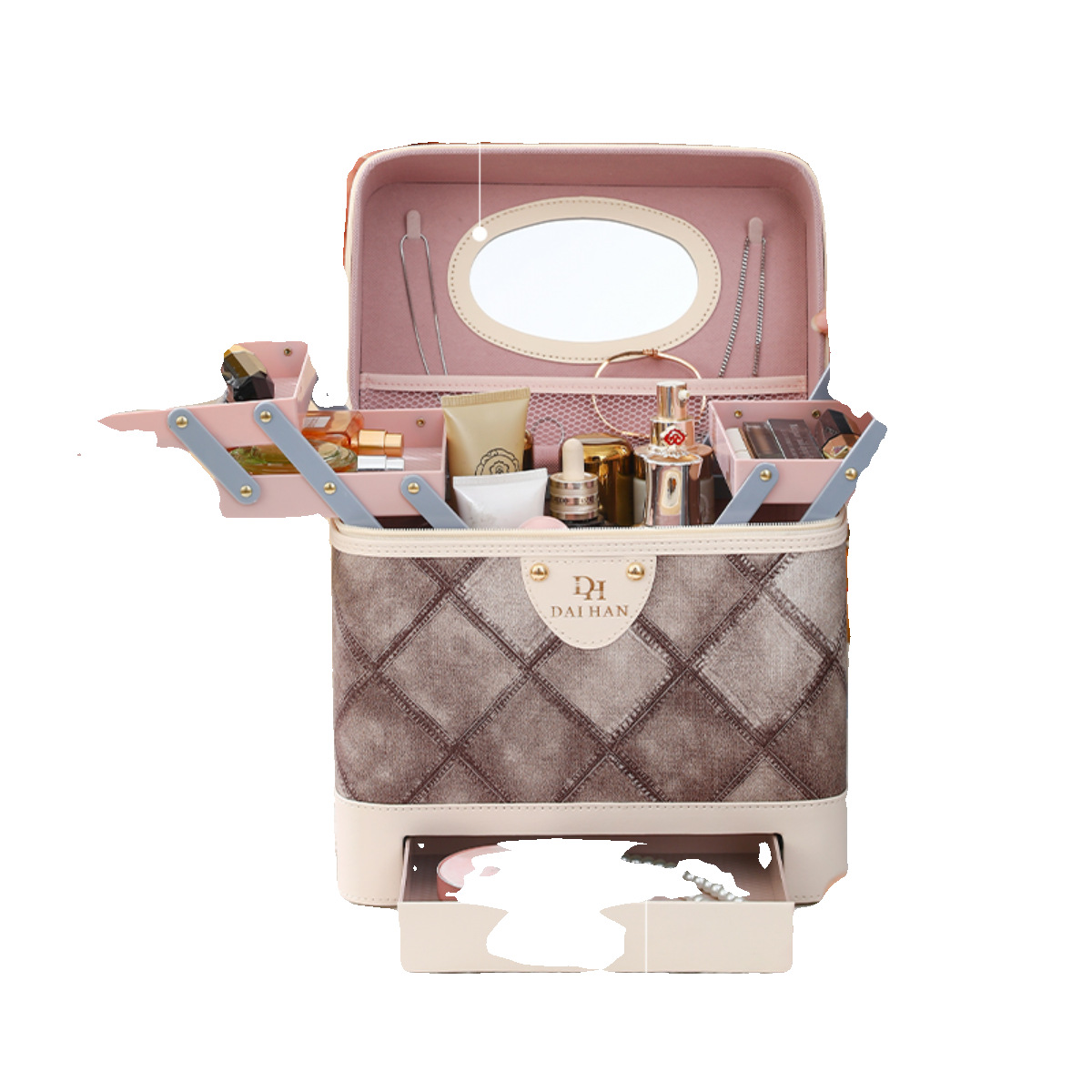 Yuan factory large capacity cosmetic bag portable skin care products storage cosmetic case portable simple multifunctional desktop storage box