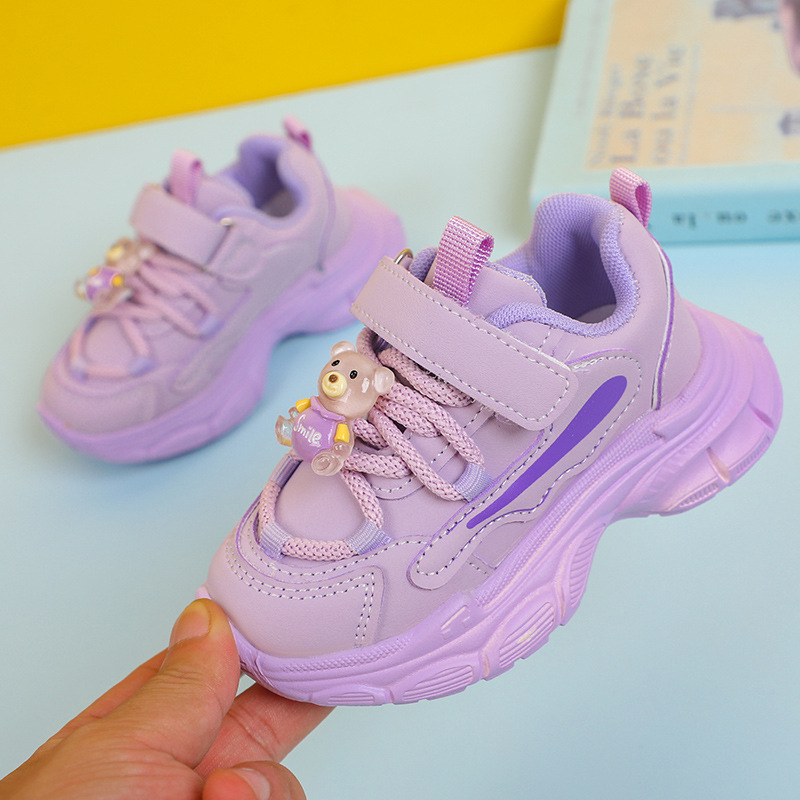 Girls sneaker children leather running shoes 2023 autumn new children's shoes 1-6 years old 3 men's treasure toddler shoes