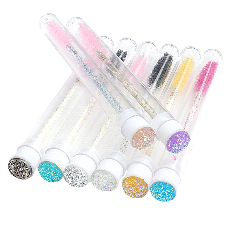 Eyelash Brush with Drill Tube Disposable Crystal Rod Eyelash Brush Curl Eyebrow Comb Portable Makeup Eyelash Brush