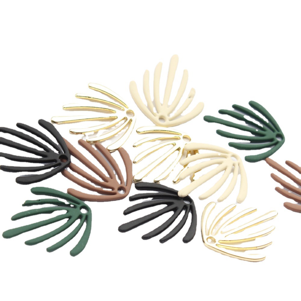 Korean alloy spray paint geometric irregular seaweed leaf pendant accessories diy jewelry earrings accessories material