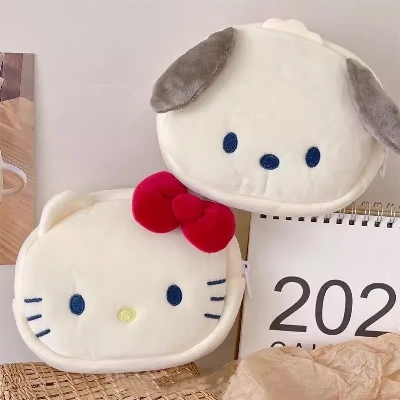 Cartoon cute Hello Kitty plush cosmetic bag change small wallet cartoon cute student ins girl storage bag